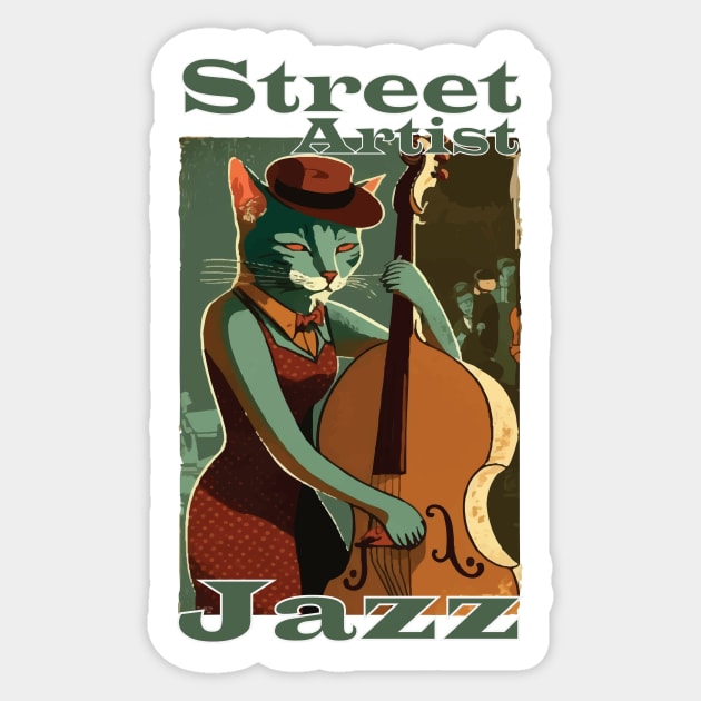 Street artist Cat Jazz Sticker by MusicianCatsClub